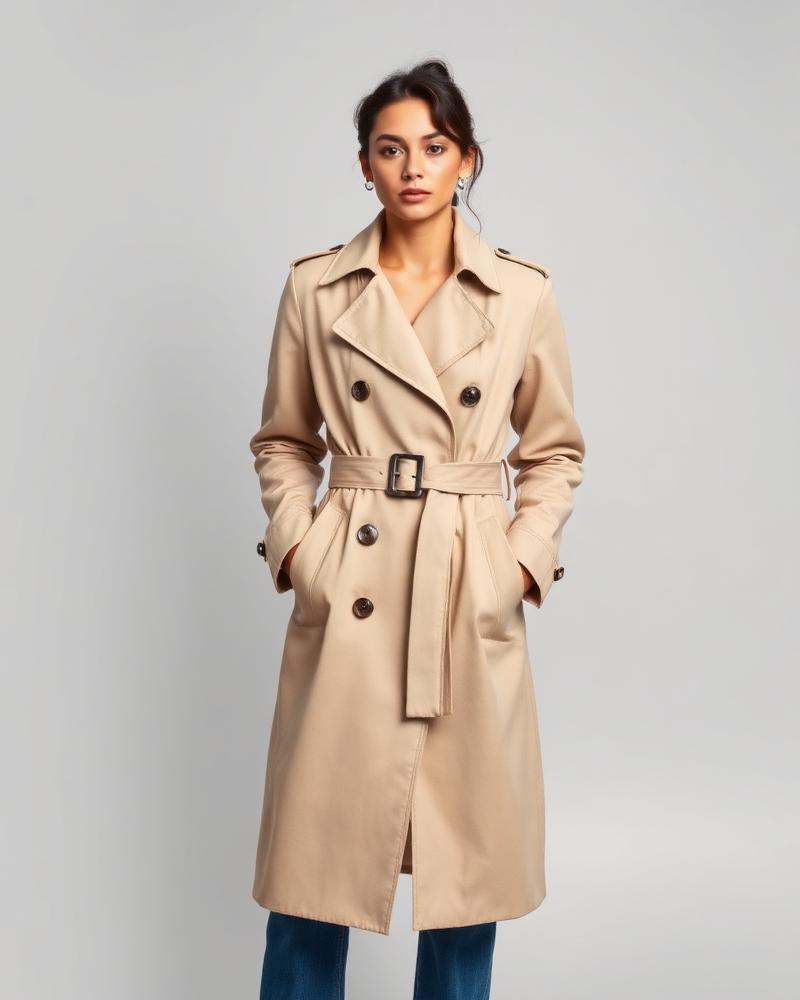 Belted cotton trench