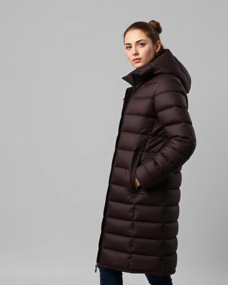 Longline quilted coat