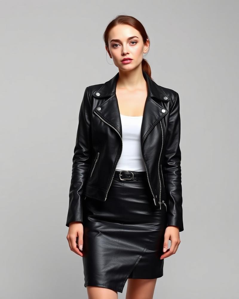 Cropped leather jacket