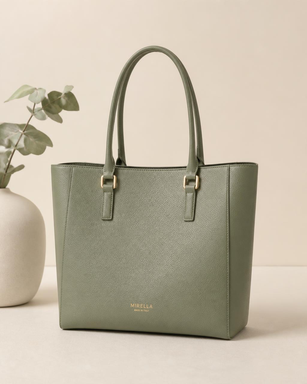 Structured leather tote
