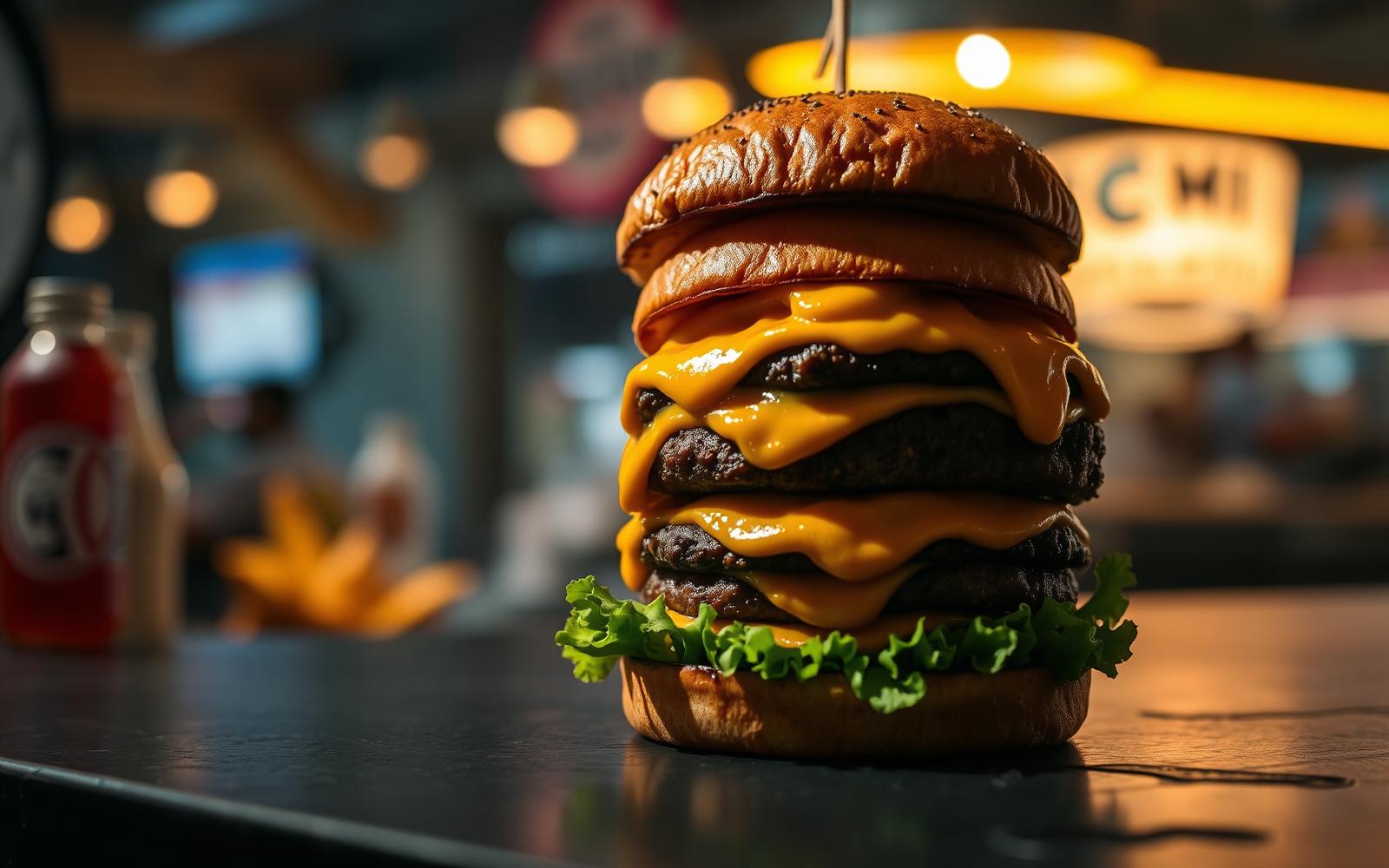 Smashed cheeseburger with crisp beef edges
