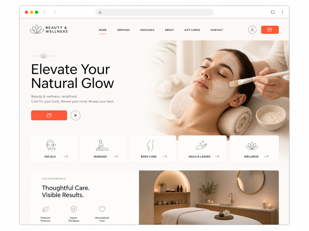 Beauty and wellness website preview