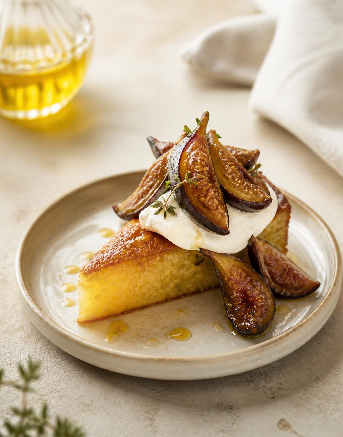 Olive oil cake with roasted figs