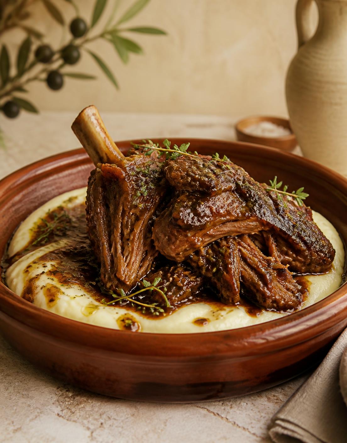 Slow-braised lamb shoulder