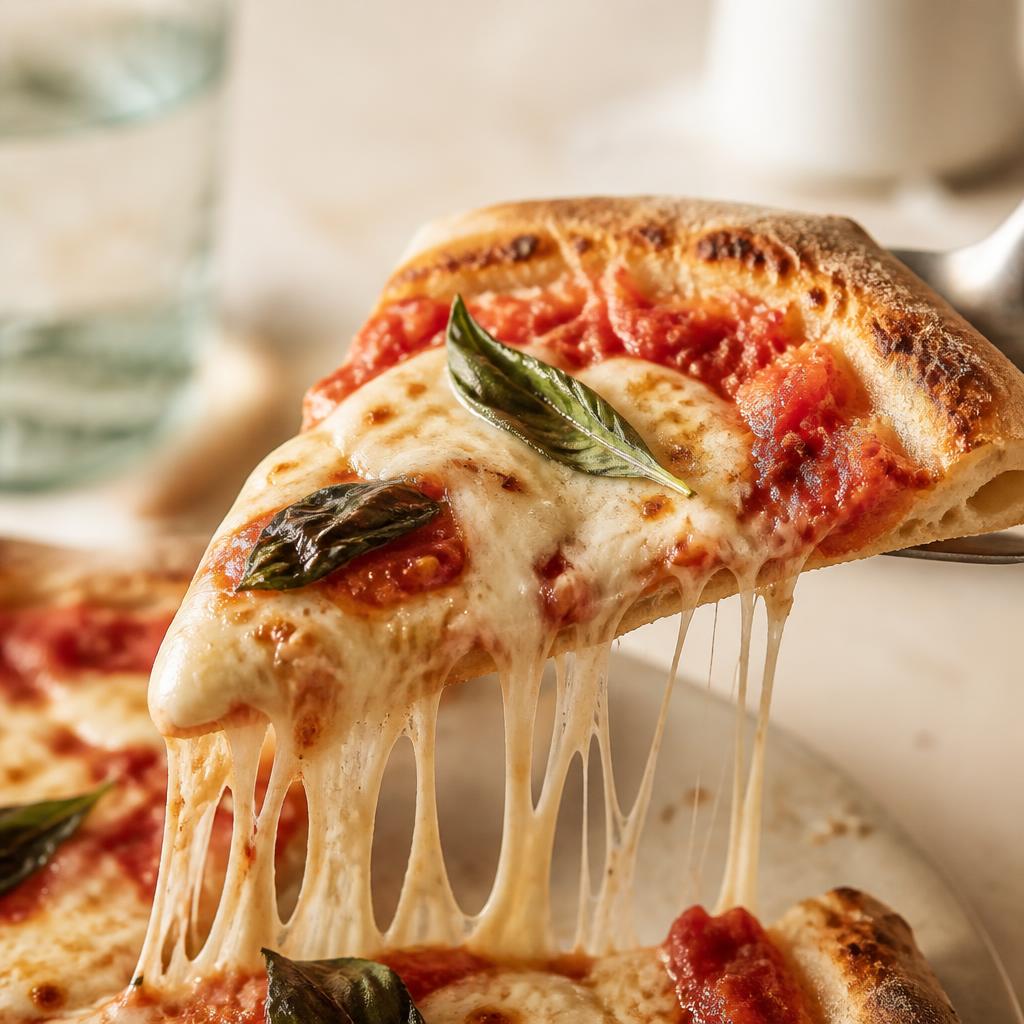 Cheese pull pizza slice