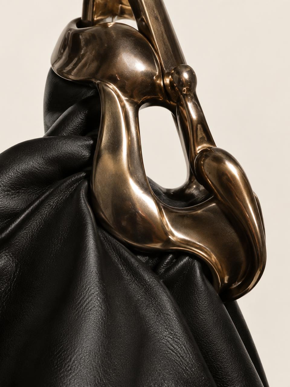 Bronze hardware on leather