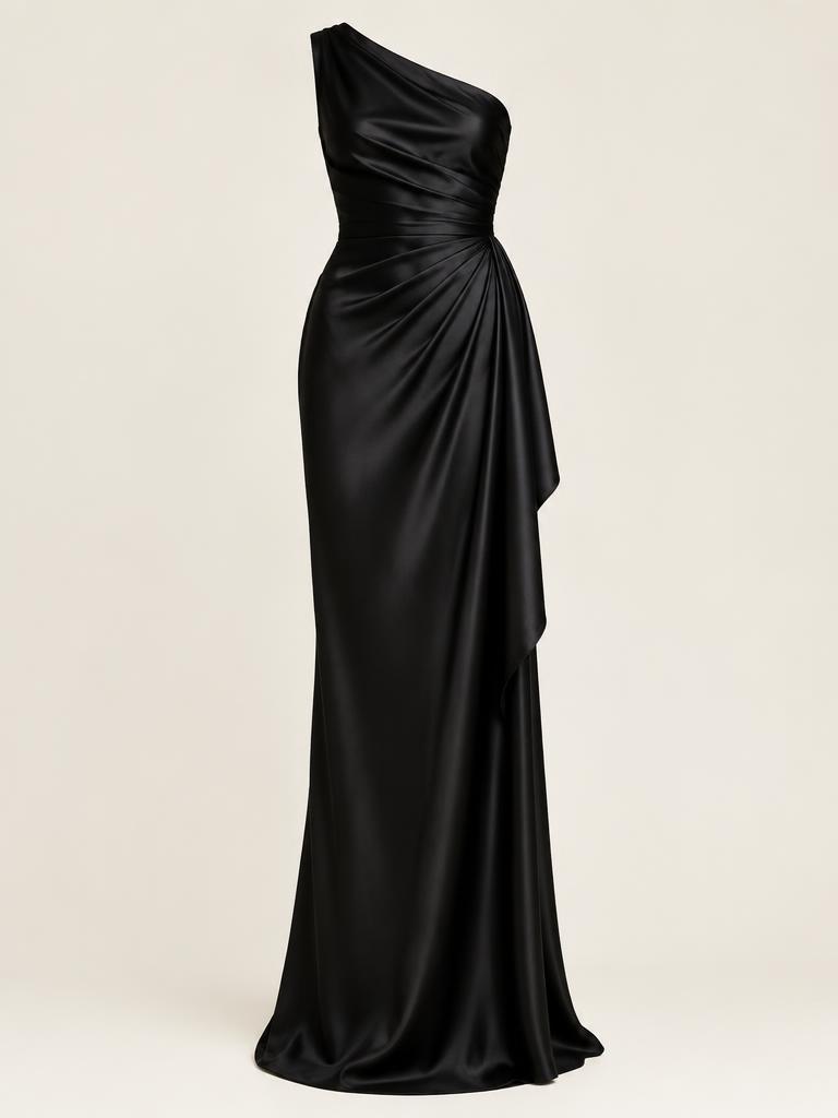 Obsidian silk column gown