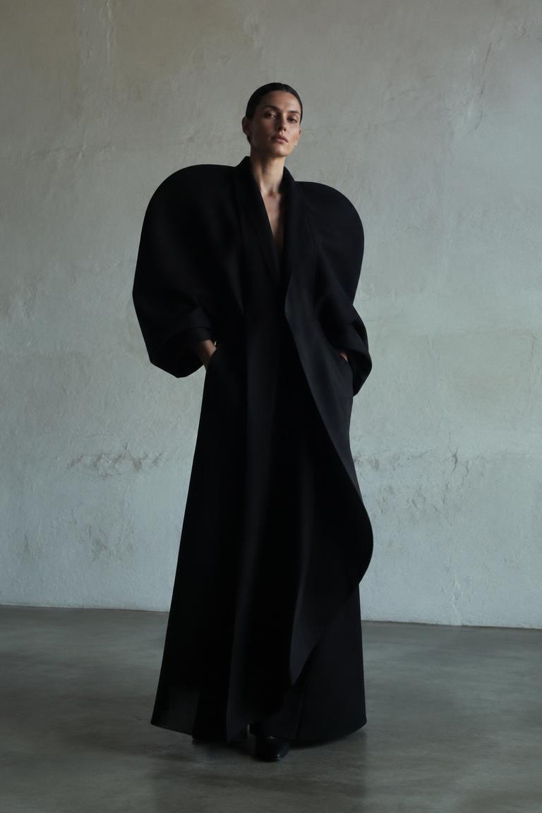 Sculptural black coat