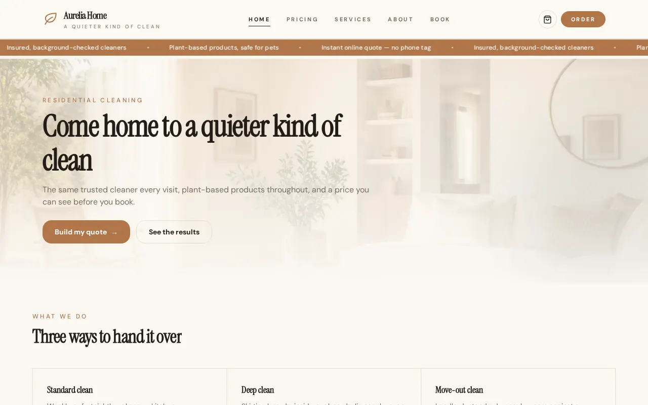 Aurelia Home website preview