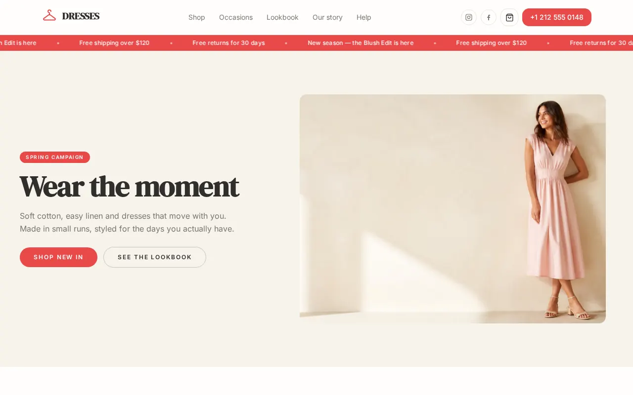 DRESSES website preview
