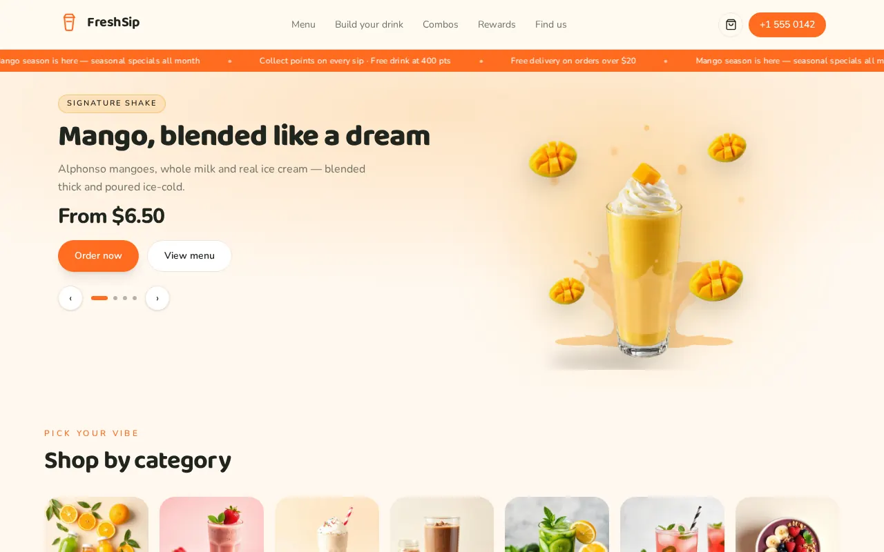 FreshSip website preview
