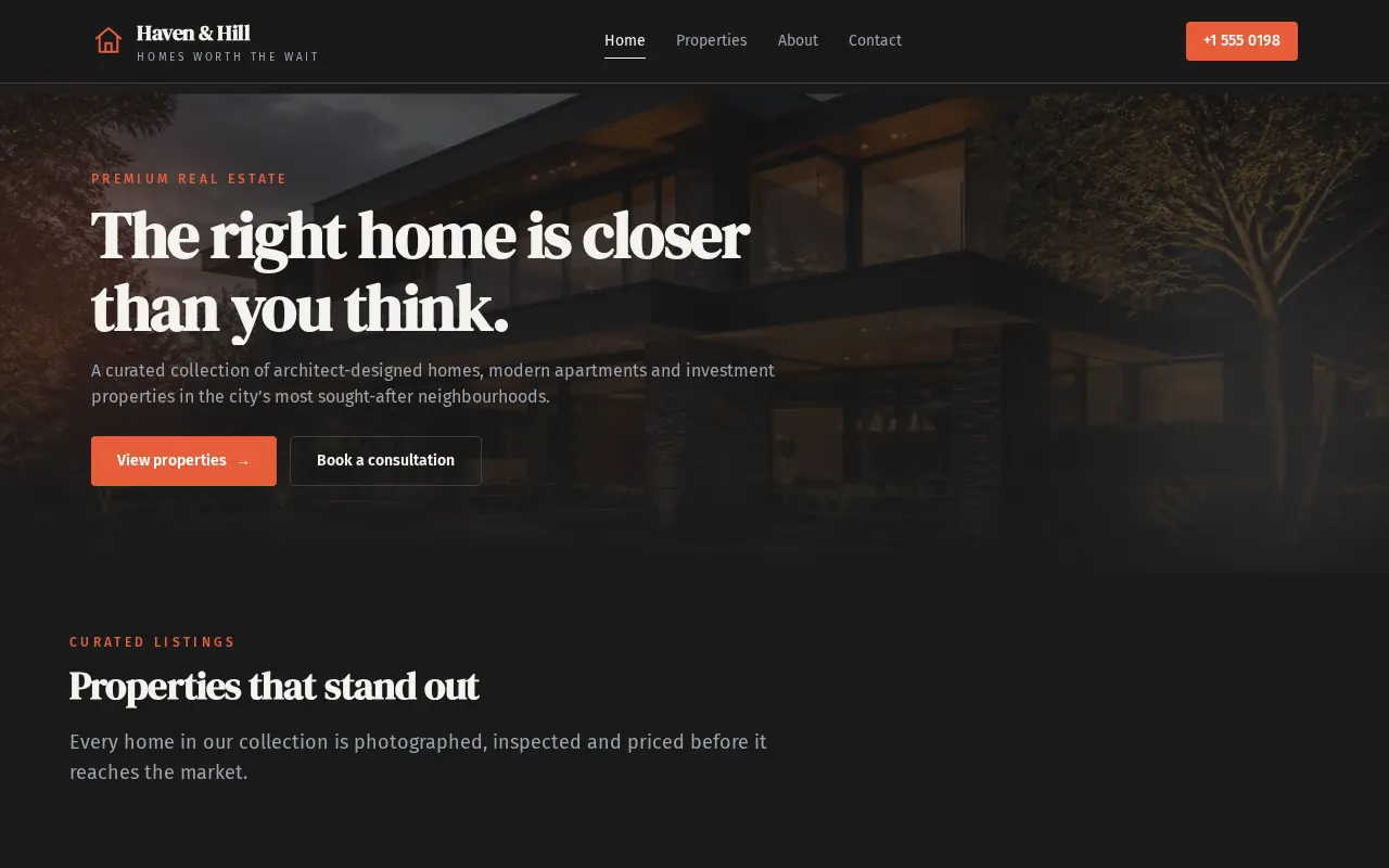Haven & Hill website preview