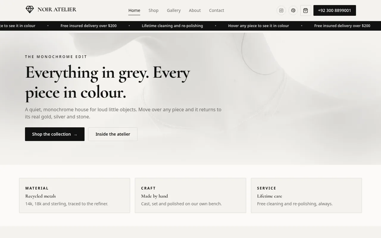 NOIR ATELIER website preview