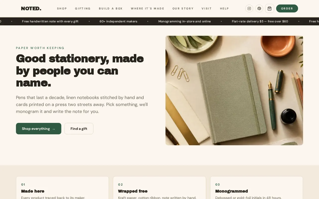 NOTED. website preview