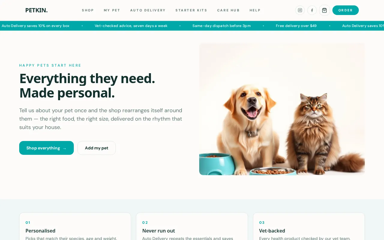 PETKIN. website preview