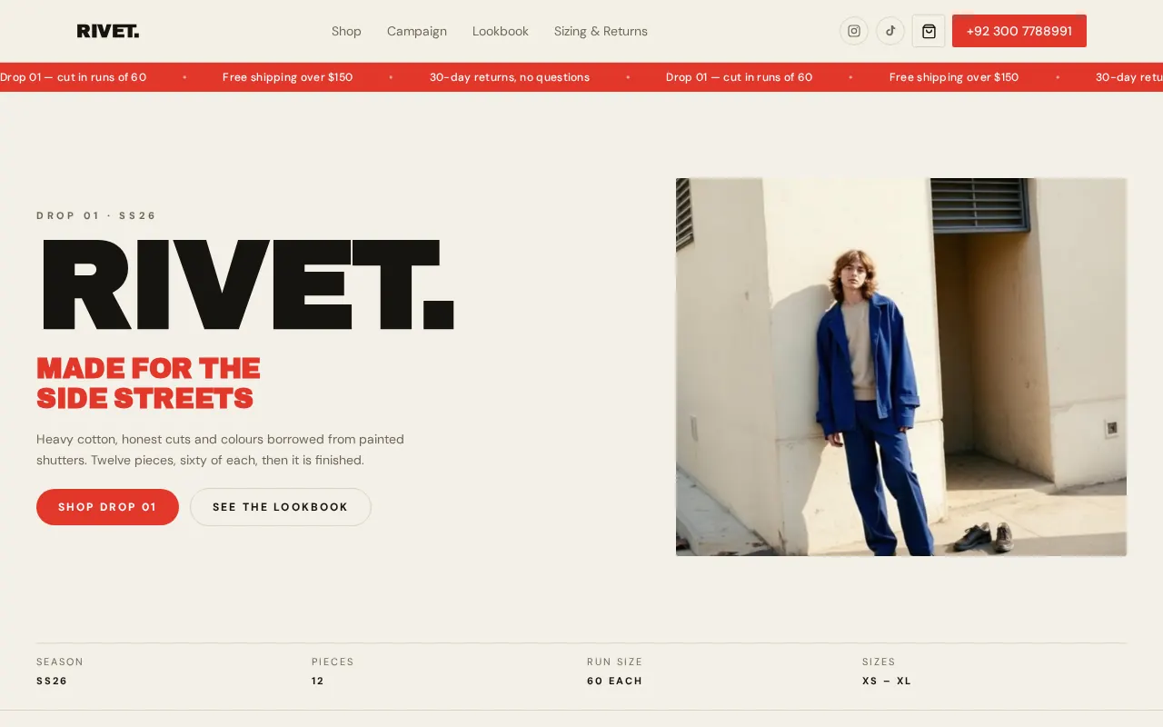 RIVET. website preview