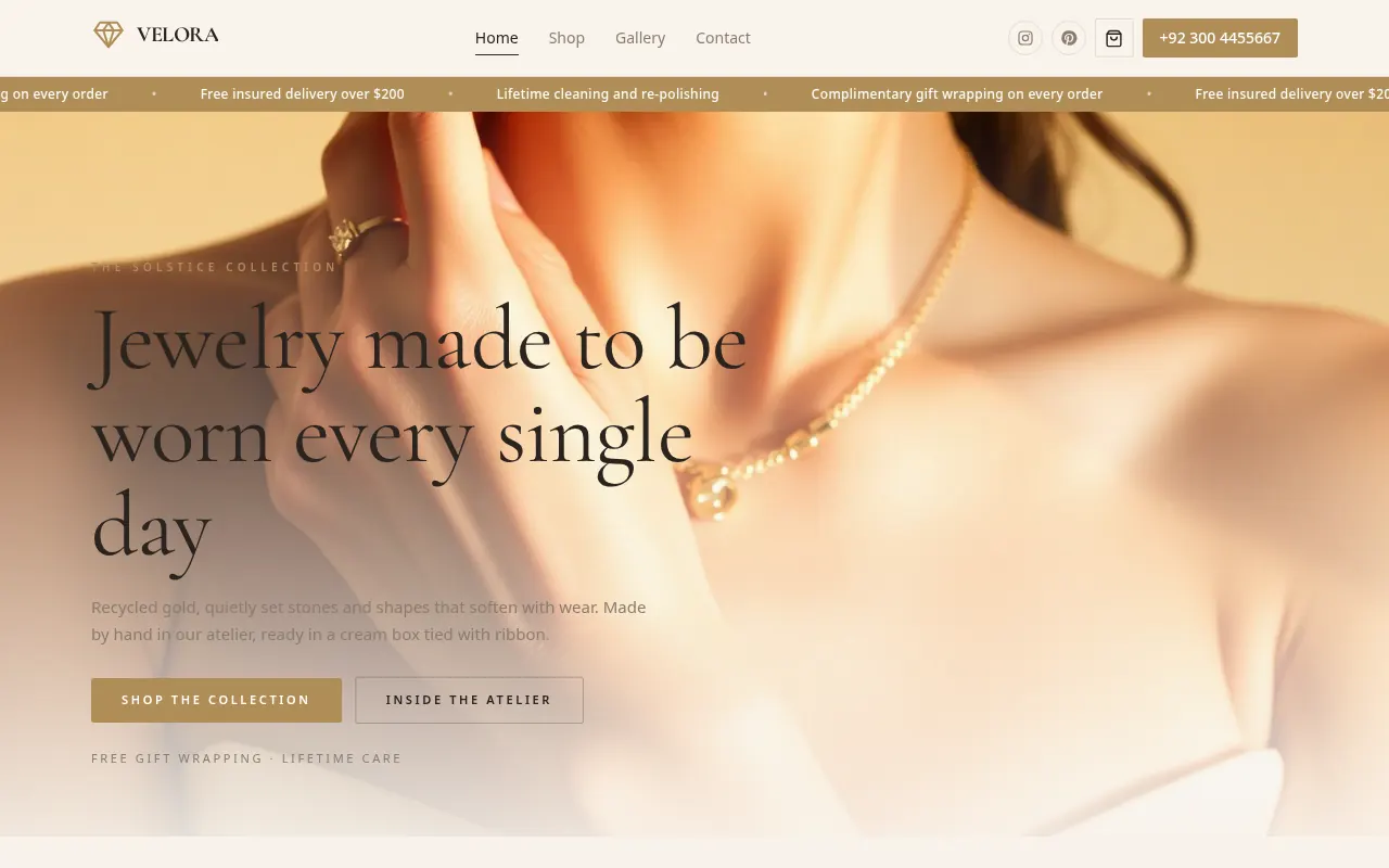 VELORA website preview