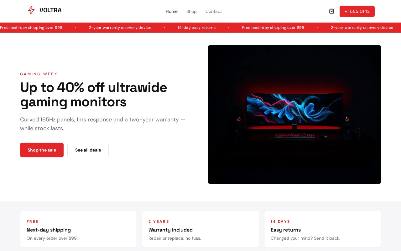 Voltra Electronics website preview